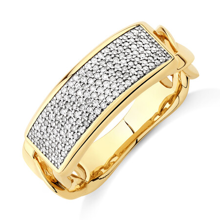 Pave Link Ring with 0.40 Carat TW of Diamonds in 10kt Yellow Gold