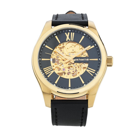 Men's Watch in Rose Tone Stainless Steel & Navy Leather Men's Watch in Rose Tone Stainless Steel & Navy Leather
