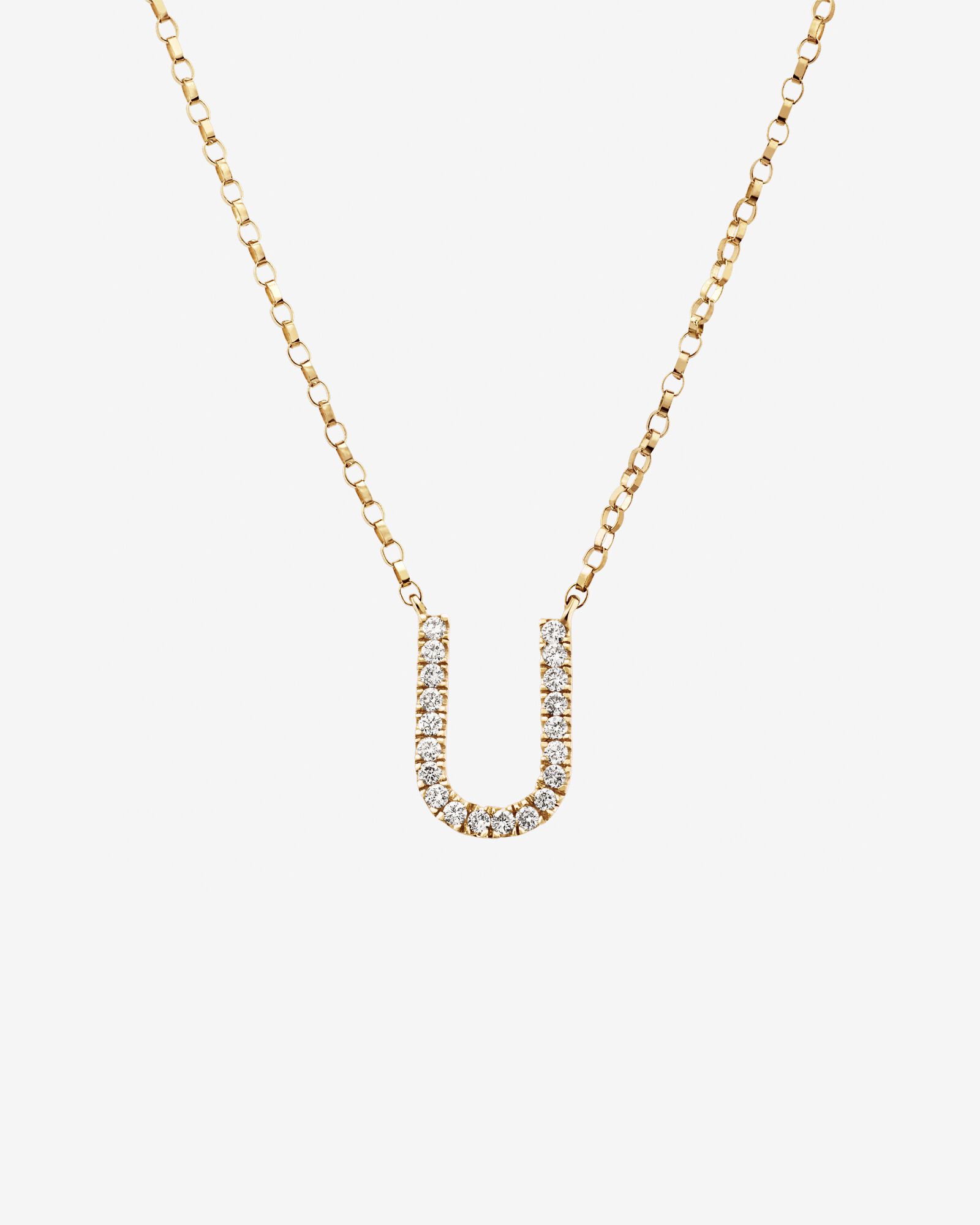 "U" Initial Necklace with 0.10 Carat TW of Diamonds in 10kt Yellow Gold
