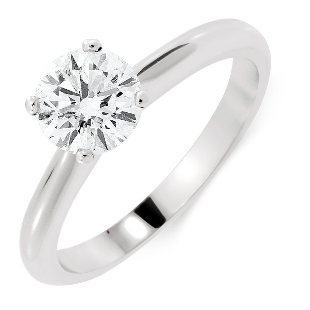 Certified Solitaire Engagement Ring with a 1 Carat TW Diamond in 14ct White Gold