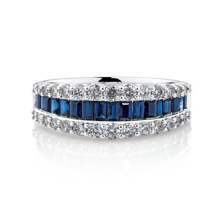 Ring with Sapphire & 0.59 Carat TW of Diamonds in 10kt White Gold Ring with Sapphire & 0.59 Carat TW of Diamonds in 10kt White Gold