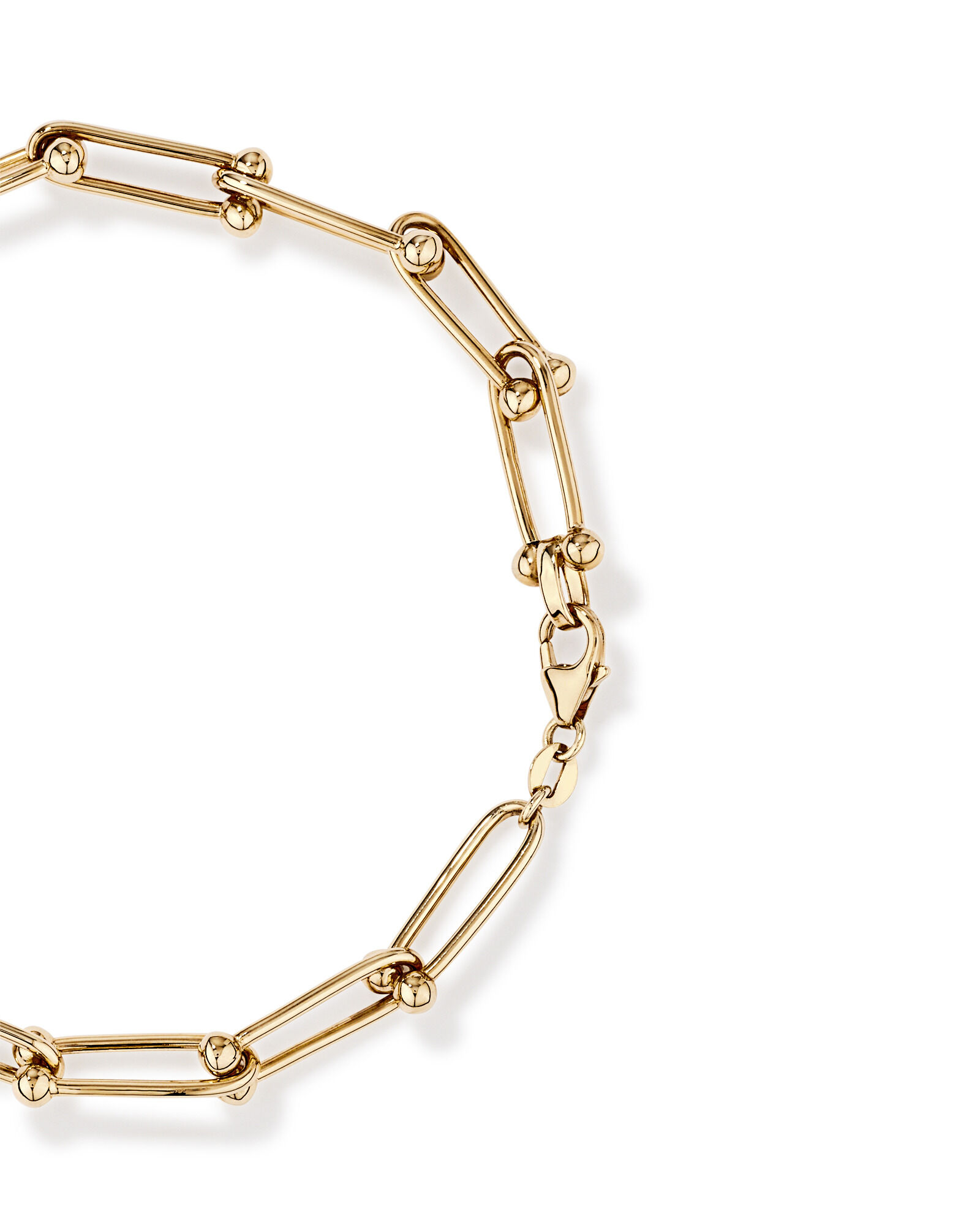 Ball and Oval Link Bracelet in 10kt Yellow Gold