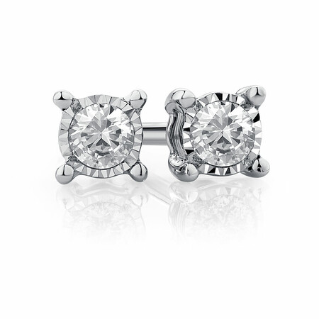 Stud Earrings with Diamonds in Sterling Silver