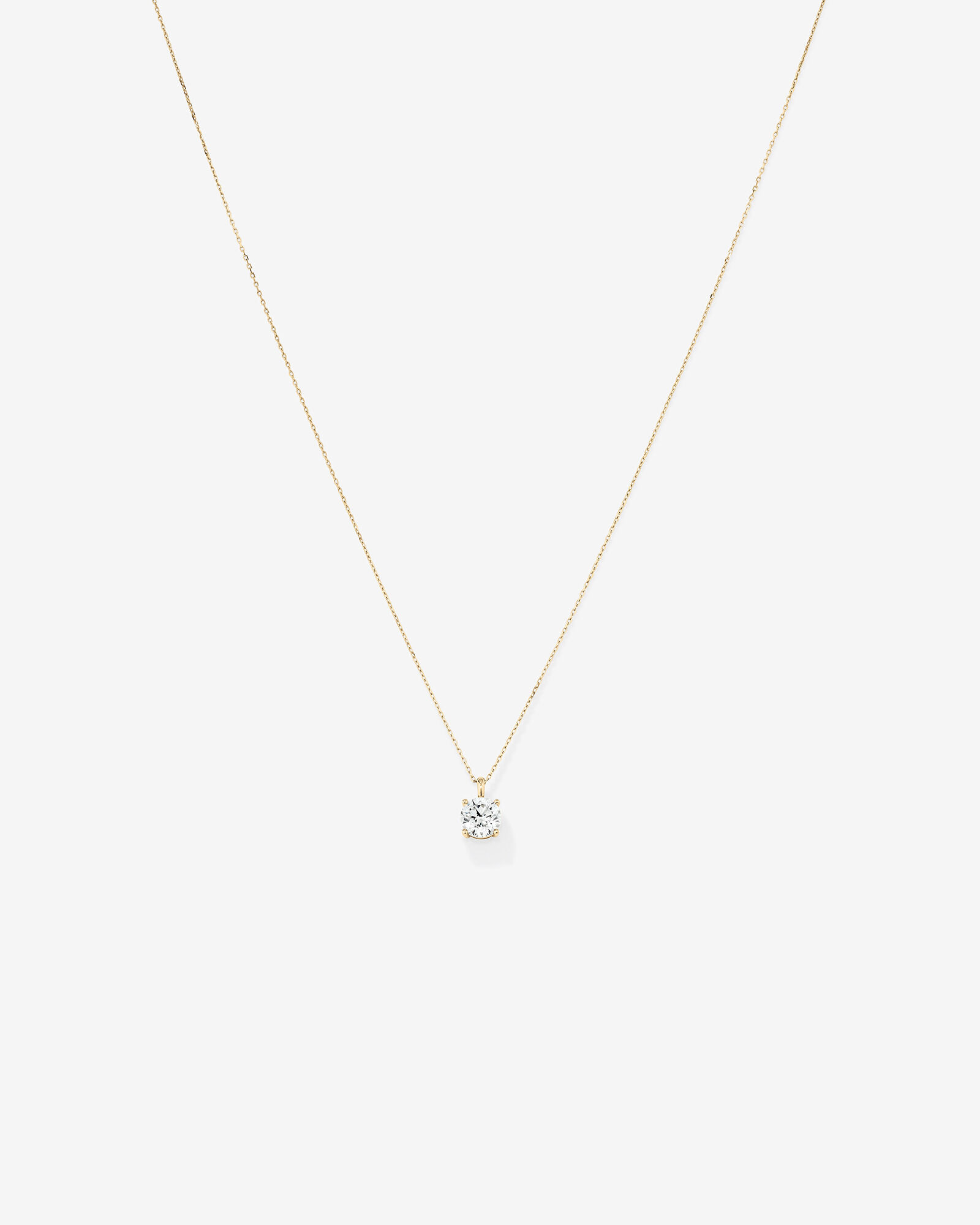 Pendentif solitaire en diamant cultivé en laboratoire TW de 1,00 carat en or jaune 14 carats