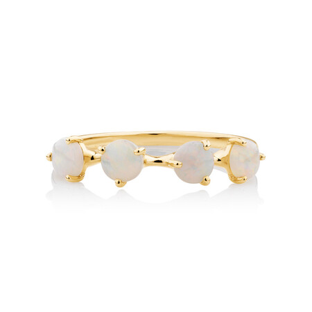Ring with Natural White Opals in 10kt Yellow Gold Ring with Natural White Opals in 10kt Yellow Gold