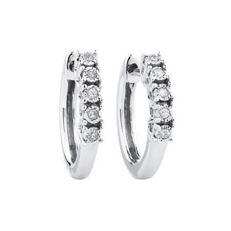 Hoop Earrings with Diamonds in Sterling Silver Hoop Earrings with Diamonds in Sterling Silver