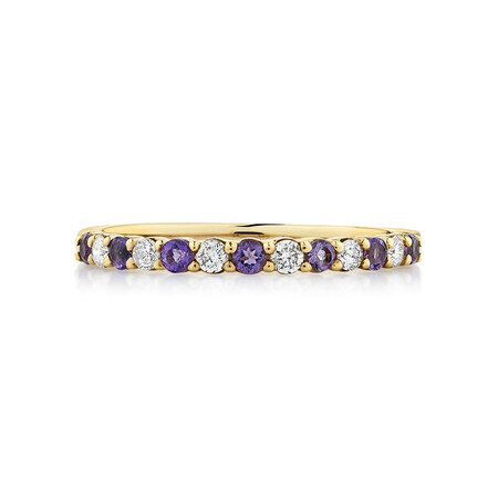Stacker Ring with Amethyst & 0.15 Carat TW of Diamonds in 10kt Yellow Gold Stacker Ring with Amethyst & 0.15 Carat TW of Diamonds in 10kt Yellow Gold