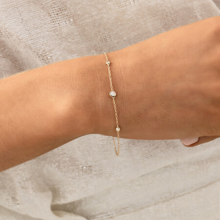 Station Bracelet with 0.10 Carat TW of Diamonds in 10kt Yellow Gold Station Bracelet with 0.10 Carat TW of Diamonds in 10kt Yellow Gold