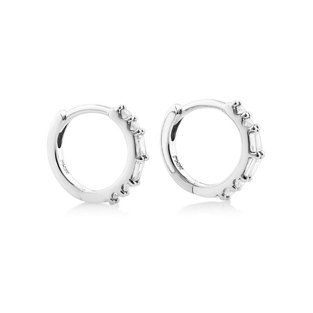 Hoop Earrings with 0.13 Carat TW of Diamonds in 10kt White Gold Hoop Earrings with 0.13 Carat TW of Diamonds in 10kt White Gold