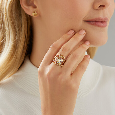 Filigree Ring in 10kt Yellow & White Gold Filigree Ring in 10kt Yellow & White Gold