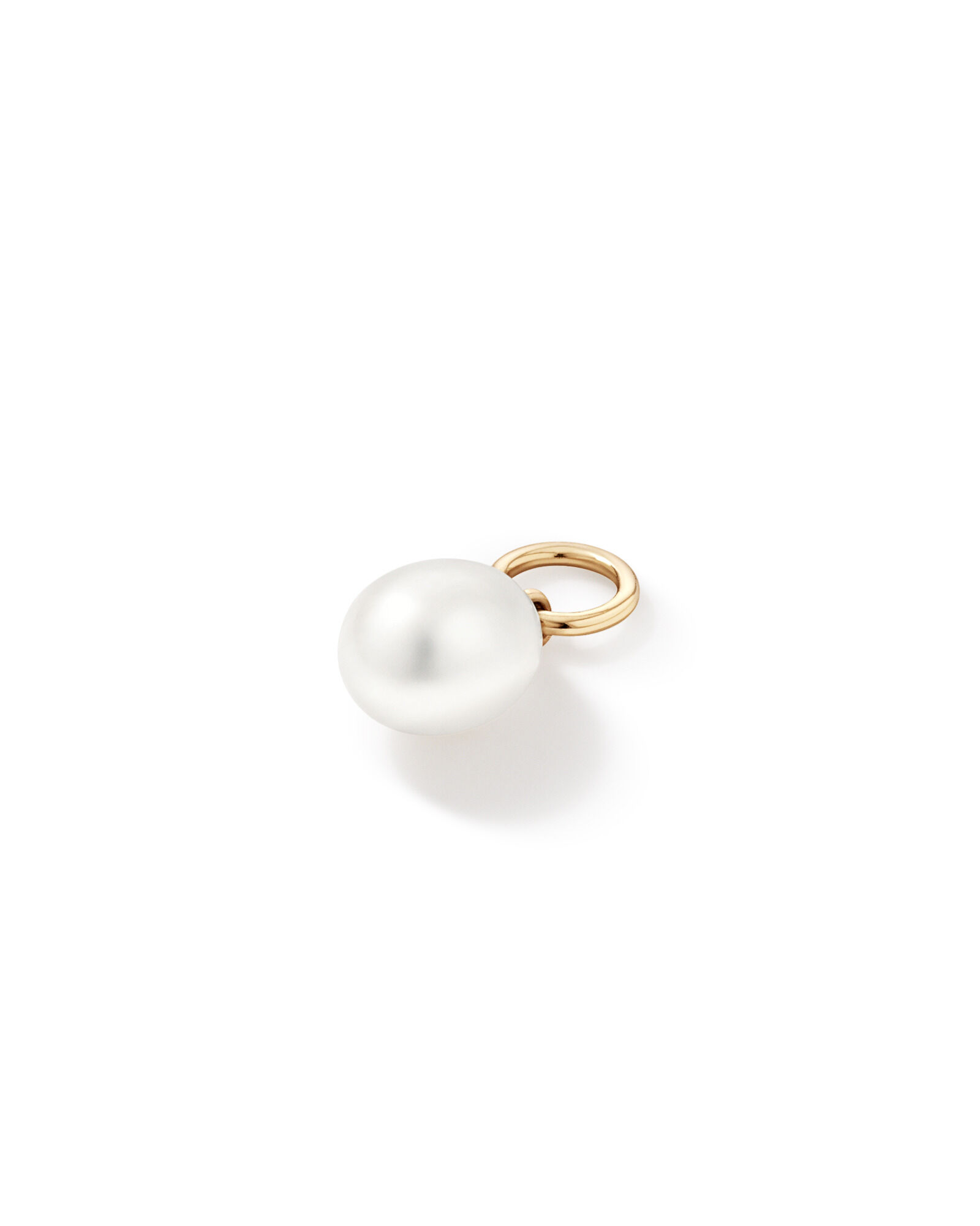 Oval Cultured Freshwater Pearl Single Earring Charm in 10kt Yellow Gold