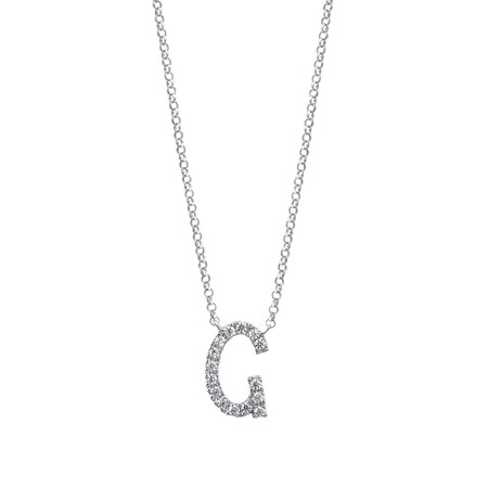 "G" Initial necklace with 0.10 Carat TW of Diamonds in 10kt White Gold "G" Initial necklace with 0.10 Carat TW of Diamonds in 10kt White Gold