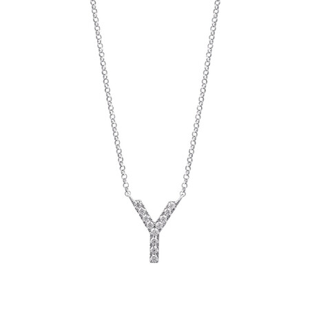 "Y" Initial necklace with 0.10 Carat TW of Diamonds in 10kt White Gold "Y" Initial necklace with 0.10 Carat TW of Diamonds in 10kt White Gold