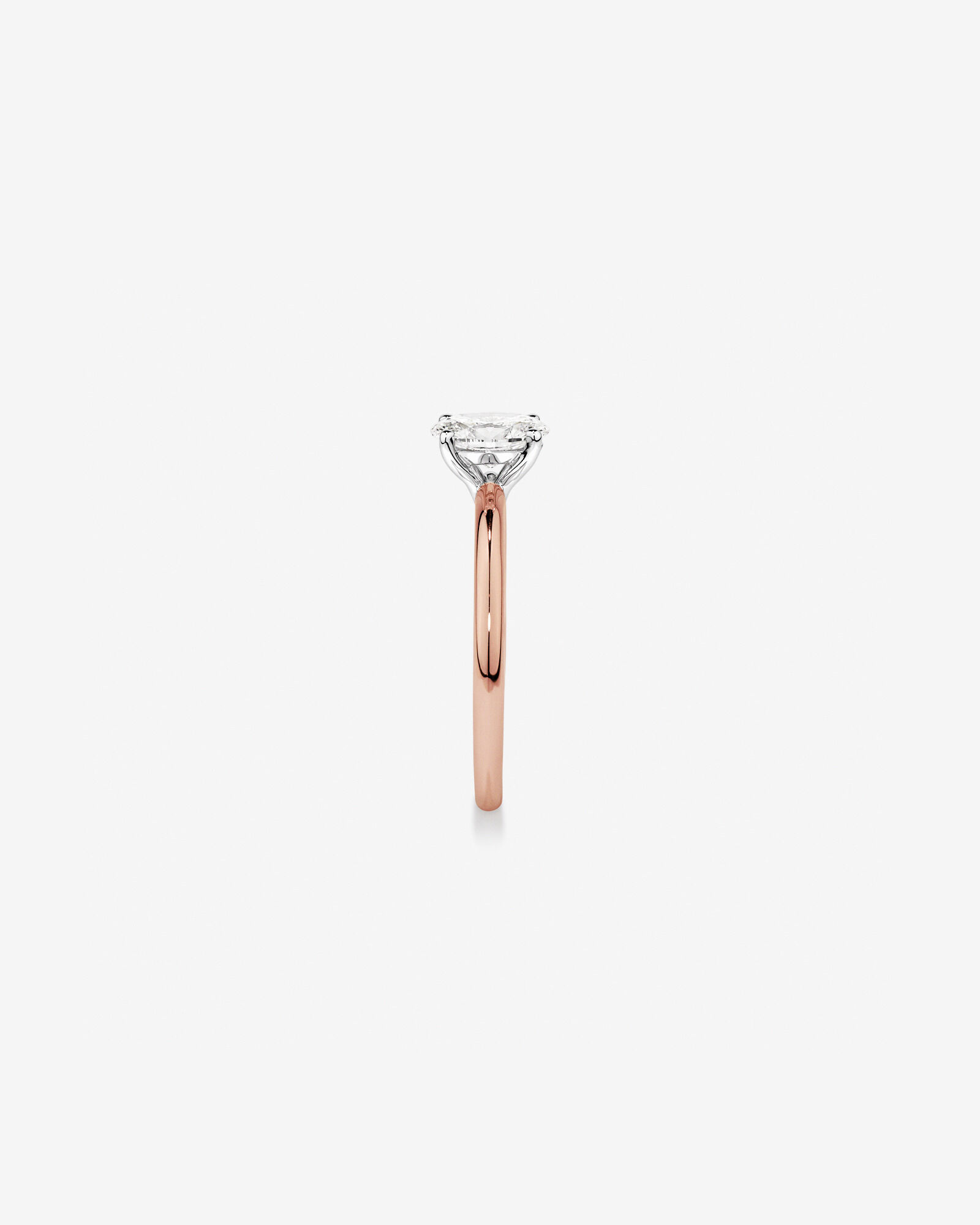 Bague de fiançailles solitaire ovale en diamant cultivé en laboratoire TW de 0,70 carat en or rose et blanc 14 carats