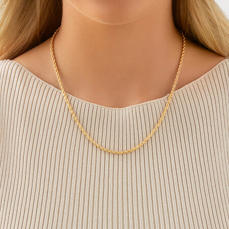 45cm (18") Hollow Rope Chain in 10kt Yellow Gold 45cm (18") Hollow Rope Chain in 10kt Yellow Gold