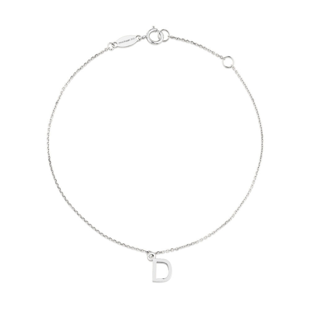 19cm (7.5") D Initial Bracelet in Sterling Silver