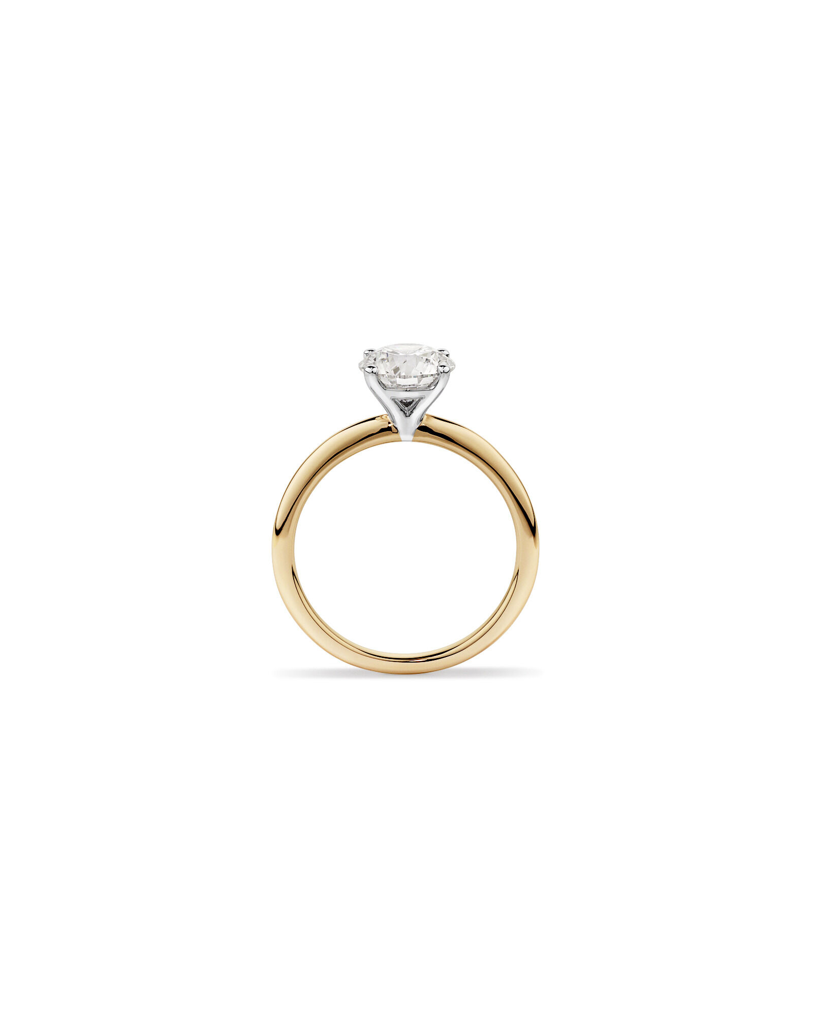 Bague de fiançailles solitaire ronde en diamants de laboratoire TW Round Brilliant de 1,50 carat en or jaune et blanc 14 carats