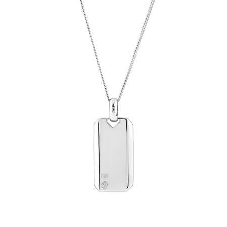 Dog Tag with Diamonds in Sterling Silver