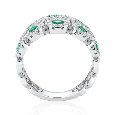 Bubble Ring with Natural Emerald & 0.80 Carat TW of Diamonds in 14kt White Gold Bubble Ring with Natural Emerald & 0.80 Carat TW of Diamonds in 14kt White Gold