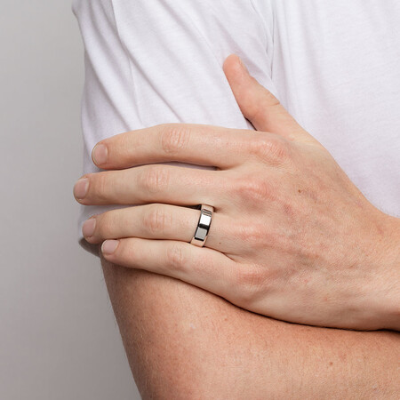 Flat Bevelled Wedding Band in 10kt White Gold Flat Bevelled Wedding Band in 10kt White Gold