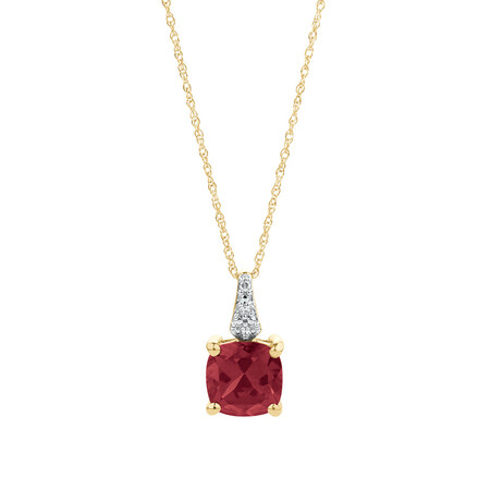 Pendant with Created Ruby & Diamonds in 10kt Yellow Gold Pendant with Created Ruby & Diamonds in 10kt Yellow Gold