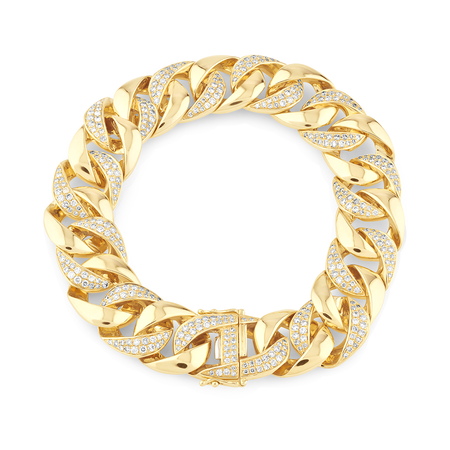 Men'S Bracelet with 3.95 TW of Diamonds In 10kt Yellow Gold