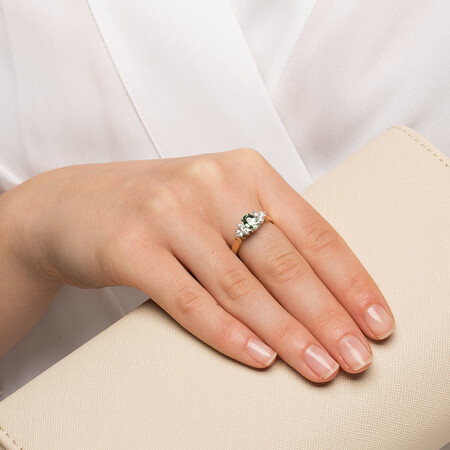 Ring with Green Sapphire & 0.26 Carat TW of Diamonds in 10kt Yellow & White Gold Ring with Green Sapphire & 0.26 Carat TW of Diamonds in 10kt Yellow & White Gold