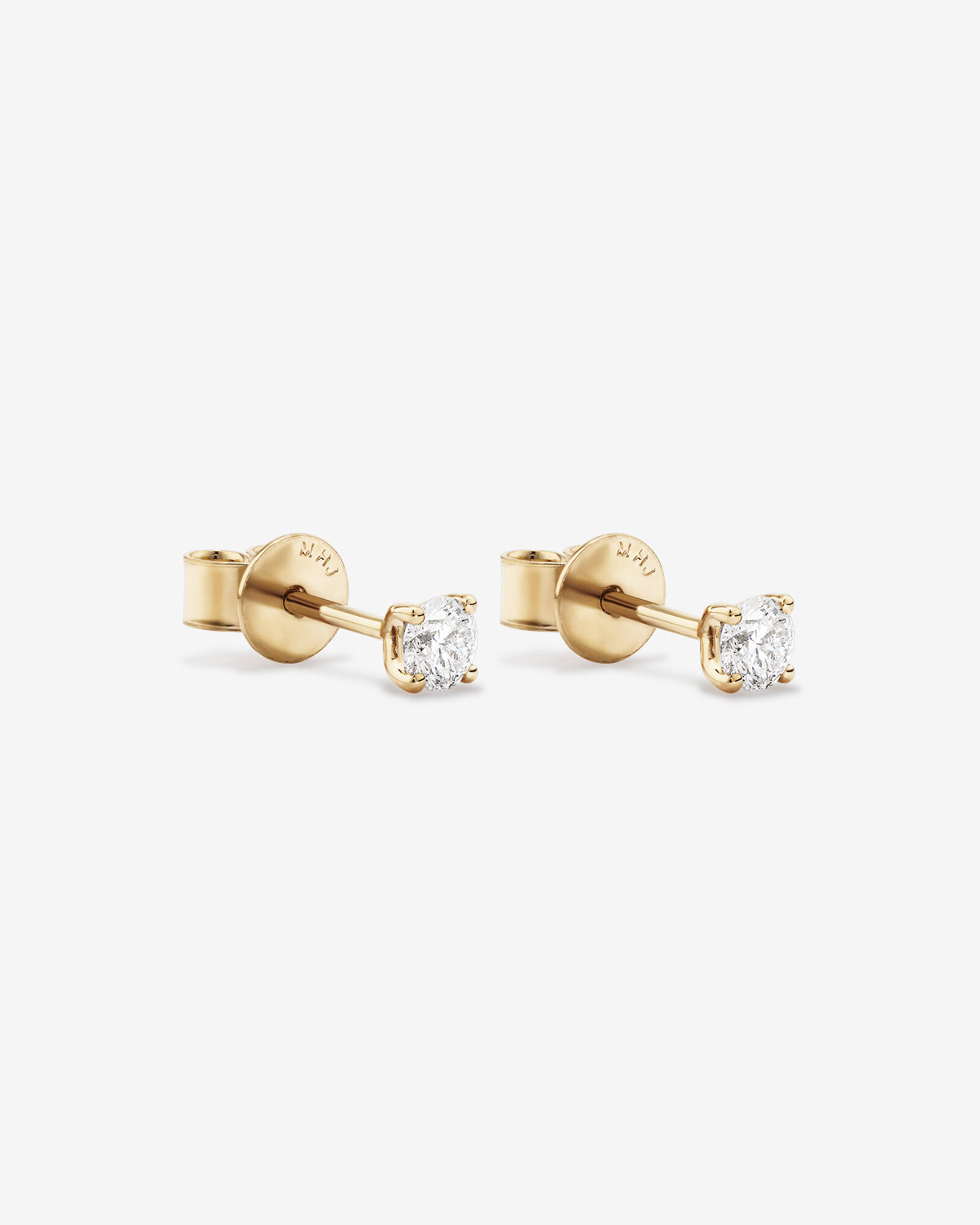 Certified 0.25 Carat TW Round Brilliant Diamond Solitaire Stud Earrings 18kt Yellow Gold