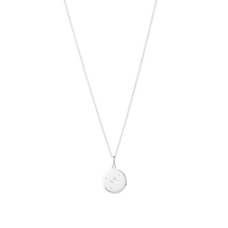 Disc Pendant with Cubic Zirconia in Sterling Silver