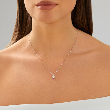 Solitaire Pendant with a 1/2 Carat Diamond in 14kt White Gold Solitaire Pendant with a 1/2 Carat Diamond in 14kt White Gold