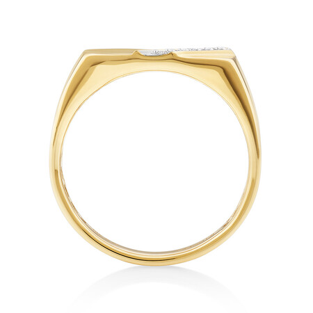 Men's Ring with 0.10 Carat TW of Diamonds In 10Kt Yellow Gold Men's Ring with 0.10 Carat TW of Diamonds In 10Kt Yellow Gold