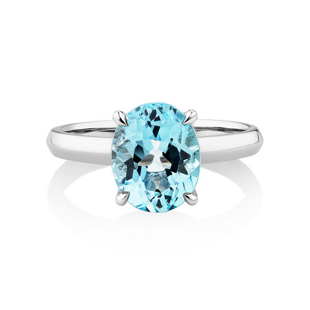 10mm Sky Blue Topaz Ring in Sterling Silver 10mm Sky Blue Topaz Ring in Sterling Silver