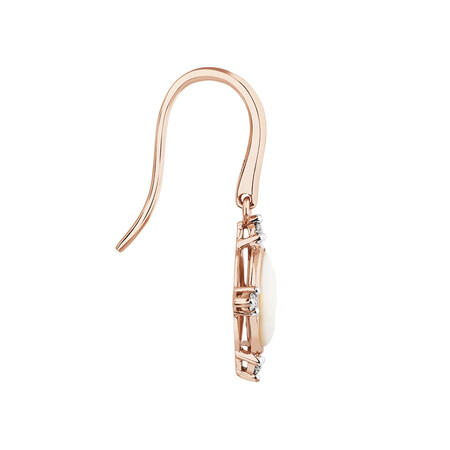 Hook Earrings with Opal and 0.10 Carat TW of Diamonds in 10kt Rose Gold Hook Earrings with Opal and 0.10 Carat TW of Diamonds in 10kt Rose Gold