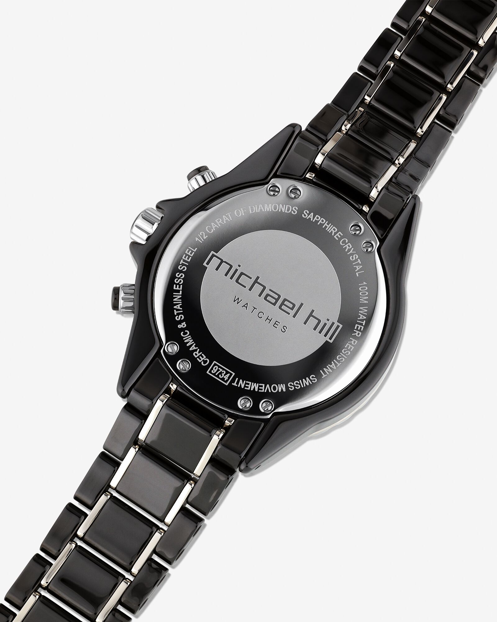 Unisex Chronograph Watch with 1/2 Carat TW of Diamonds Black Ceramic & Stainless Steel
