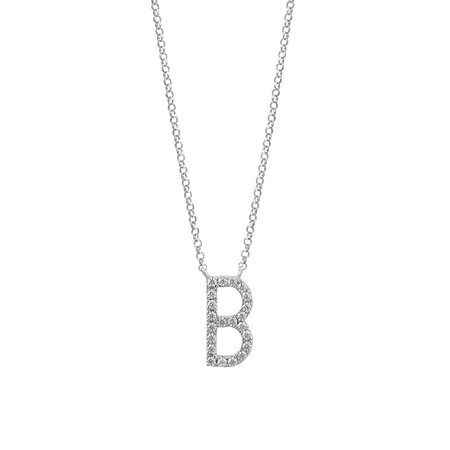 "B" Initial necklace with 0.10 Carat TW of Diamonds in 10kt White Gold "B" Initial necklace with 0.10 Carat TW of Diamonds in 10kt White Gold