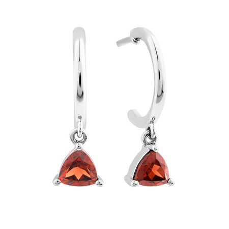 Garnet Drop Earrings In Sterling Silver Garnet Drop Earrings In Sterling Silver