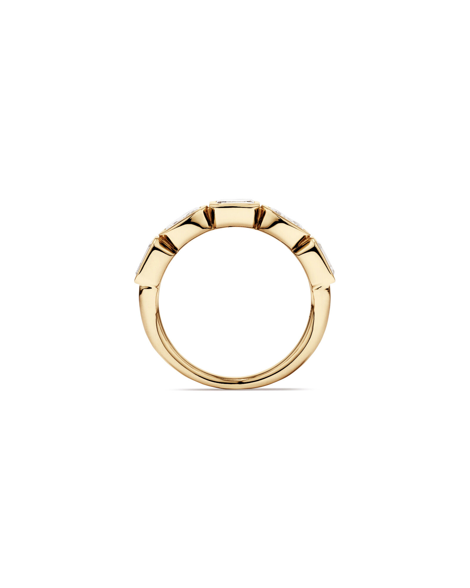 1.50 Carat TW Bezel Set Emerald and Oval Cut Lab-Grown Diamond Wedding Band in 14kt Yellow Gold