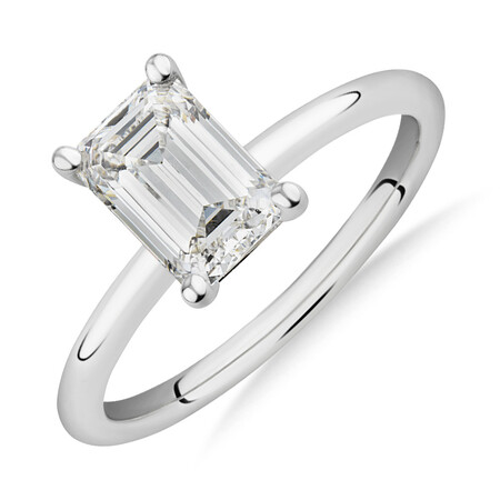 Laboratory-Created 1.50 Carat Emerald Cut Diamond Ring In 14kt White Gold Laboratory-Created 1.50 Carat Emerald Cut Diamond Ring In 14kt White Gold