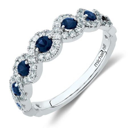 Ring with Sapphire & 0.37 Carat TW of Diamonds in 14kt White Gold Ring with Sapphire & 0.37 Carat TW of Diamonds in 14kt White Gold