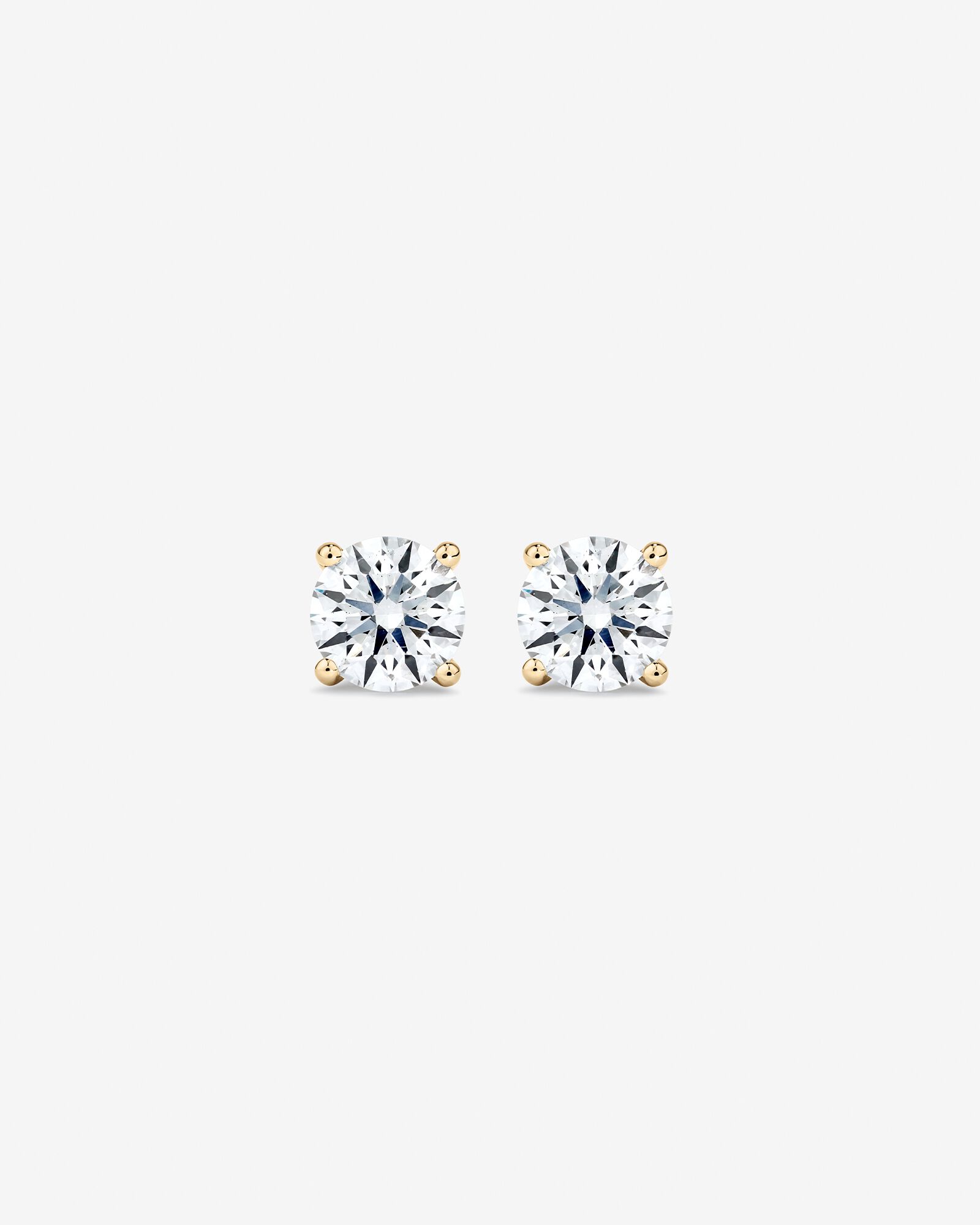1.00 Carat TW Laboratory-Grown Diamond Solitaire Stud Earrings 14kt Yellow Gold