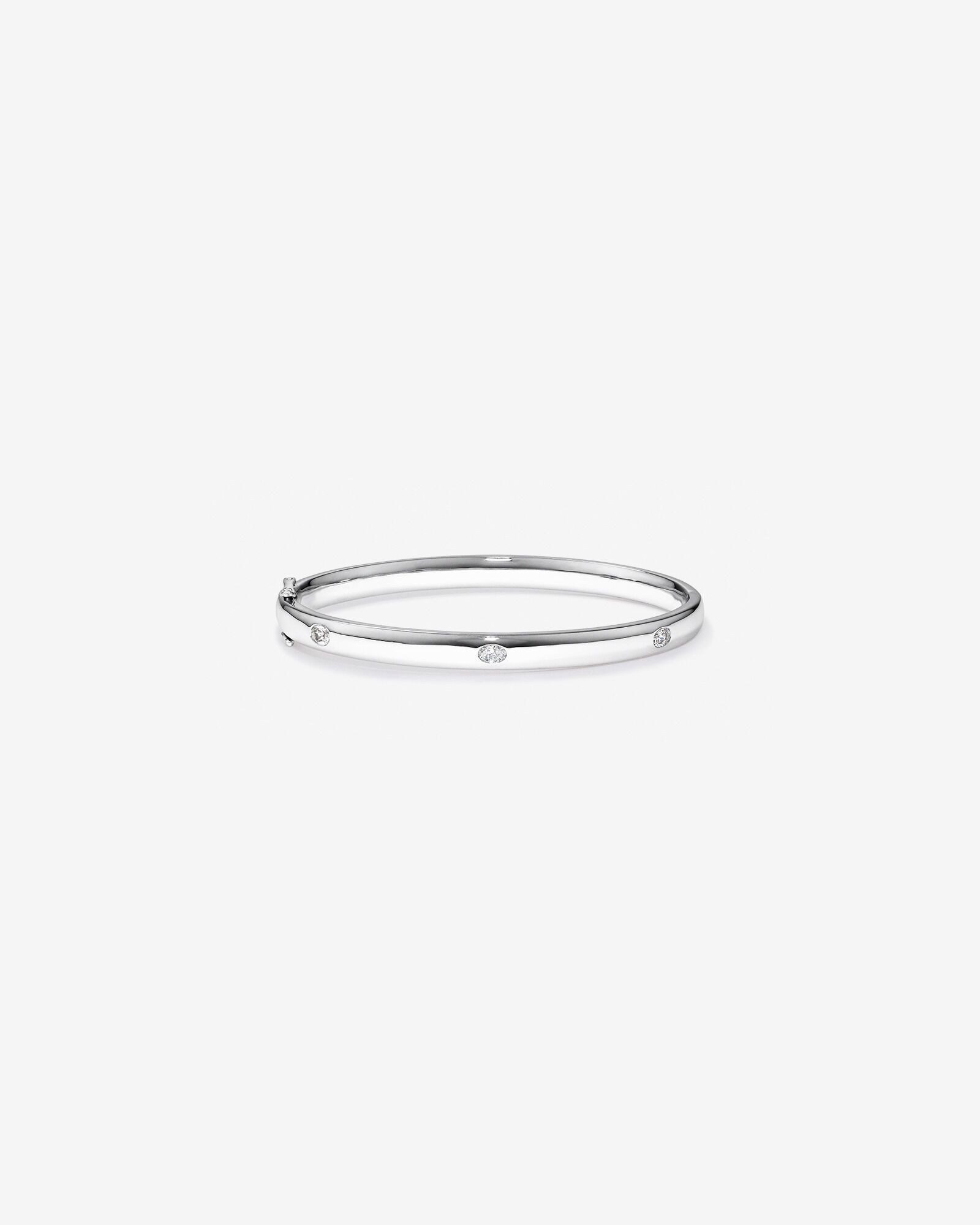 0.45 Carat TW Laboratory-Grown Oval Diamond Bangle in Sterling Silver
