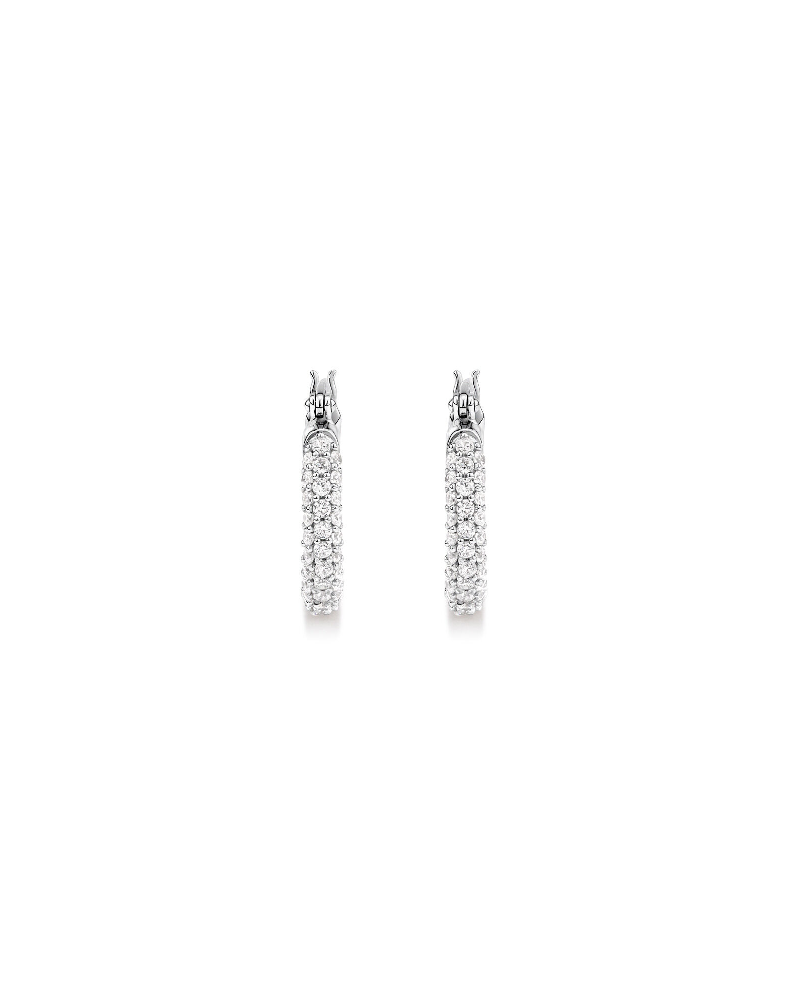 Pavé Cubic Zirconia Small Hoop Earrings in Sterling Silver