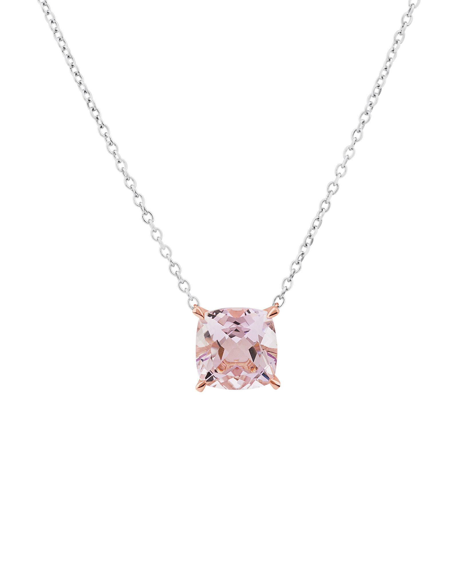 Necklace with Rose Amethyst in Sterling Silver 10kt Rose Gold