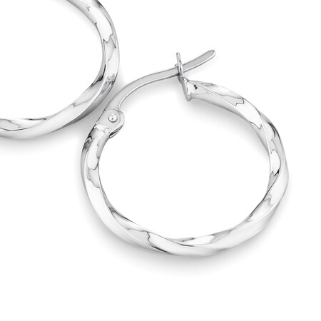 18mm Square Twist Hoop Earrings in 10kt White Gold 18mm Square Twist Hoop Earrings in 10kt White Gold
