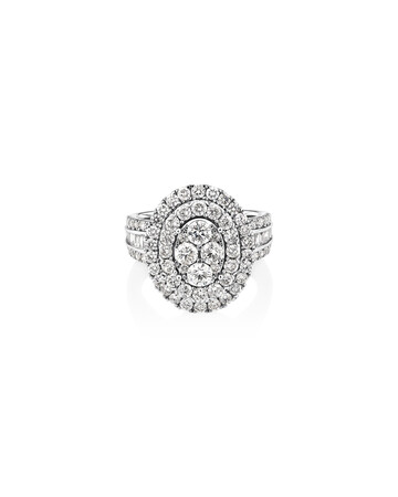 Oval Cluster Ring with 2.50 Carat TW of Diamonds in 14kt White Gold Oval Cluster Ring with 2.50 Carat TW of Diamonds in 14kt White Gold