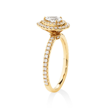 Double Halo Ring with 0.71 Carat TW of Diamonds in 18kt Yellow Gold Double Halo Ring with 0.71 Carat TW of Diamonds in 18kt Yellow Gold