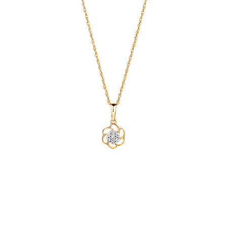 Flower Pendant with Diamonds in 10kt Yellow Gold