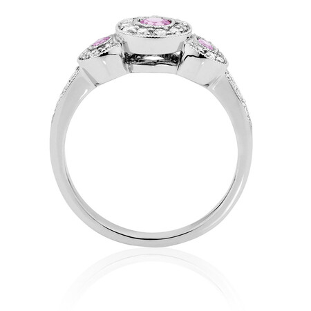Ring with Pink Sapphire & 1/4 Carat TW of Diamonds in 10kt White Gold Ring with Pink Sapphire & 1/4 Carat TW of Diamonds in 10kt White Gold