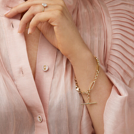 19cm Hollow Fob Bracelet in 10kt Yellow Gold 19cm Hollow Fob Bracelet in 10kt Yellow Gold