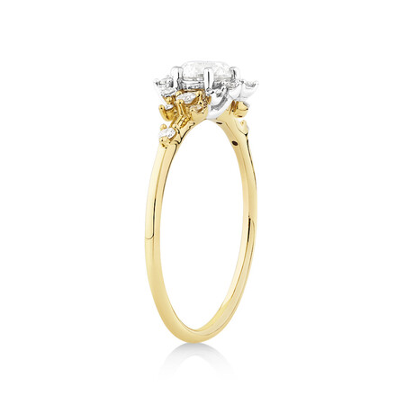 Scatter Halo Ring with 0.73 Carat TW of Diamonds in 14kt Yellow & White Gold Scatter Halo Ring with 0.73 Carat TW of Diamonds in 14kt Yellow & White Gold